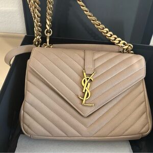 YSL, Medium College Bag, Dark Beige, Very Good condition!